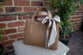 Tan Bag with Silk Bow