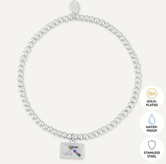 Memories: "HAPPY RETIREMENT" | Suitcase Bracelet | White Gold-Plated