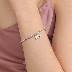 Memories: "HAPPY RETIREMENT" | Suitcase Bracelet | White Gold-Plated