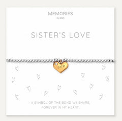 Memories: "SISTER'S LOVE" | Heart Bracelet | White Gold & 18K Gold-Plated