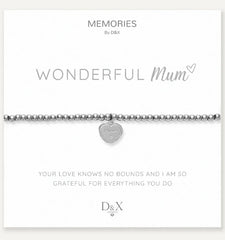 Memories: "WONDERFUL MUM" | Heart Bracelet | White Gold-Plated