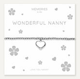 Memories: "WONDERFUL NANNY" | Heart Bracelet | White Gold-Plated