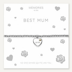 Memories: "BEST MUM" | Heart Bracelet | White Gold-Plated