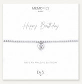 Memories: "HAPPY BIRTHDAY" | Heart Bracelet | White Gold-Plated