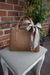 Tan Bag with Silk Bow