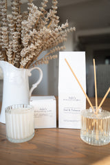 JoJo's Hand Poured Reed Diffuser  & Candle Exclusive Gift Set - Oud & Tobacco
