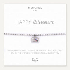 Memories: "HAPPY RETIREMENT" | Suitcase Bracelet | White Gold-Plated