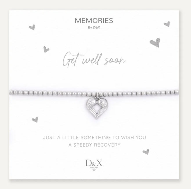 Memories: "GET WELL SOON" | Heart Bracelet | White Gold-Plated