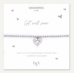 Memories: "GET WELL SOON" | Heart Bracelet | White Gold-Plated