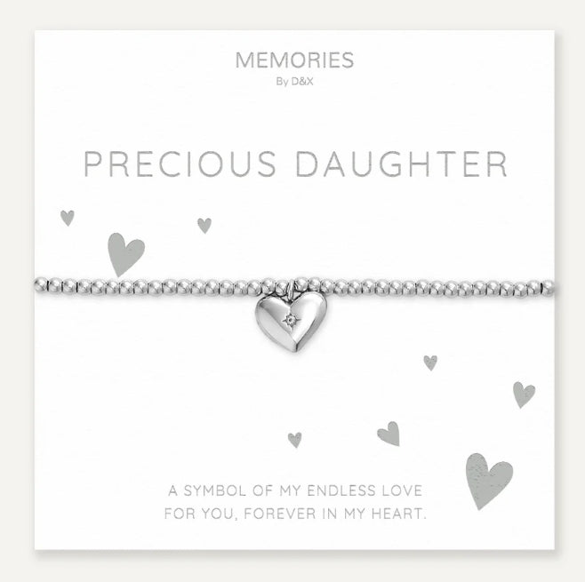 Memories: "PRECIOUS DAUGHTER" | Heart Bracelet | White Gold-Plated