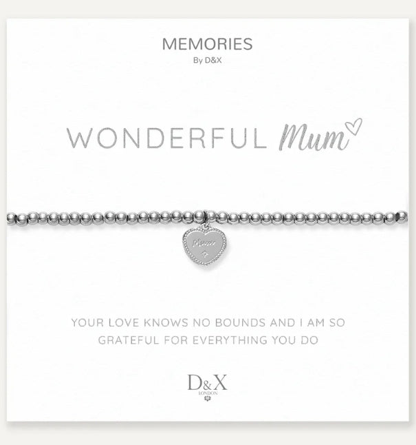 Memories: "WONDERFUL MUM" | Heart Bracelet | White Gold-Plated