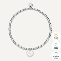 Memories: "WONDERFUL MUM" | Heart Bracelet | White Gold-Plated
