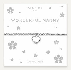 Memories: "WONDERFUL NANNY" | Heart Bracelet | White Gold-Plated