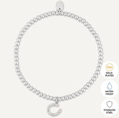 Memories: "GOOD LUCK" | Horse hoof Bracelet | White Gold-Plated