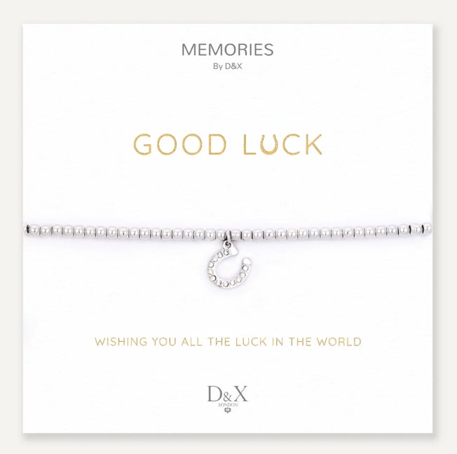 Memories: "GOOD LUCK" | Horse hoof Bracelet | White Gold-Plated