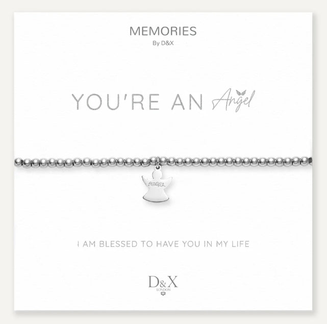 Memories: "YOU'RE AN ANGEL" | Angel Wings Bracelet | White Gold-Plated