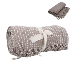 Cotton Throw | Beige Stab Stitch