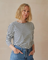 Fleur Stripe Top | Navy/Cream